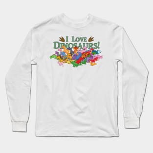 Cute and Colorful Dinosaurs Long Sleeve T-Shirt